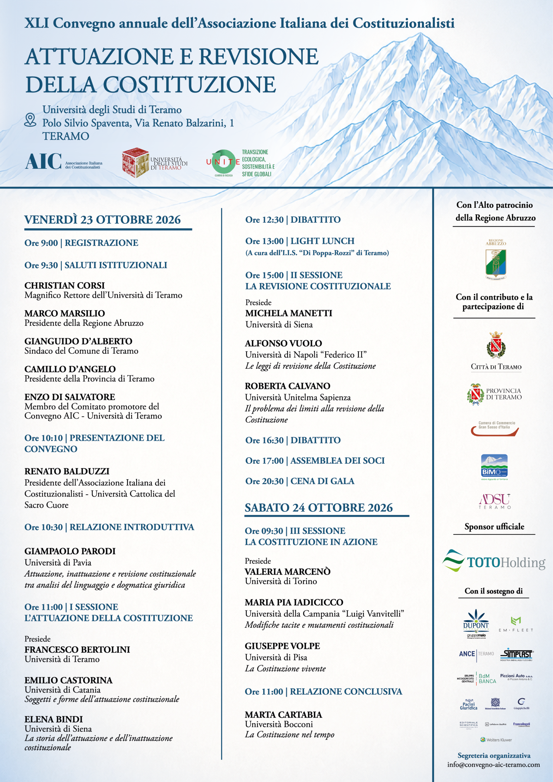 Locandina e programma del XLI Convegno annuale dell'Associazione Italiana dei Costituzionalisti