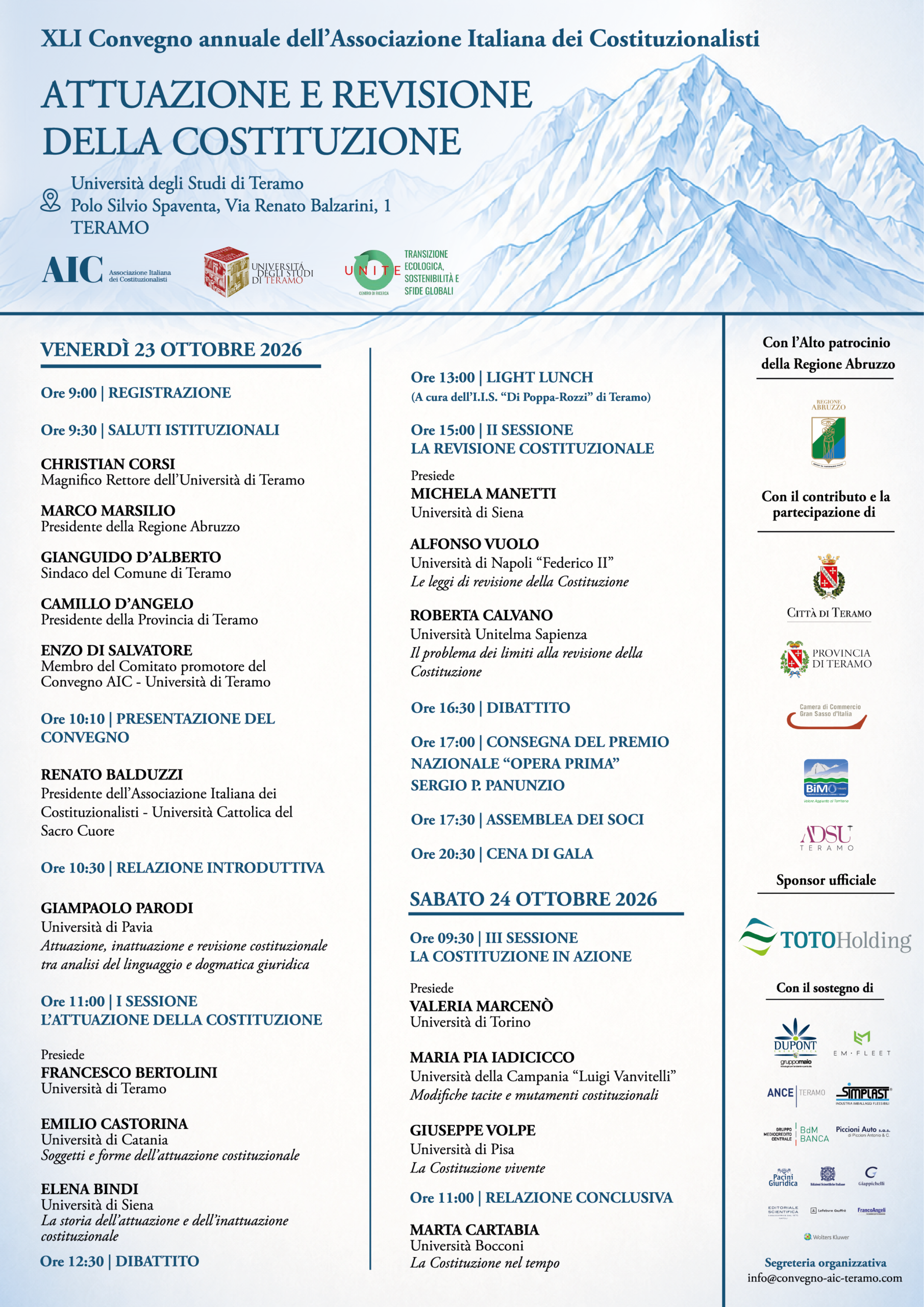 Locandina e programma del XLI Convegno annuale dell'Associazione Italiana dei Costituzionalisti